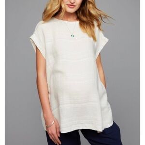 Odin & Ivy Maternity Top Short Sleeve Cream Size Small